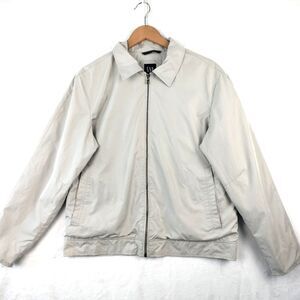 VTG GAP Harrington Jacket Mens Size L Beige Full Zip Bi Swing Windbreaker Coat